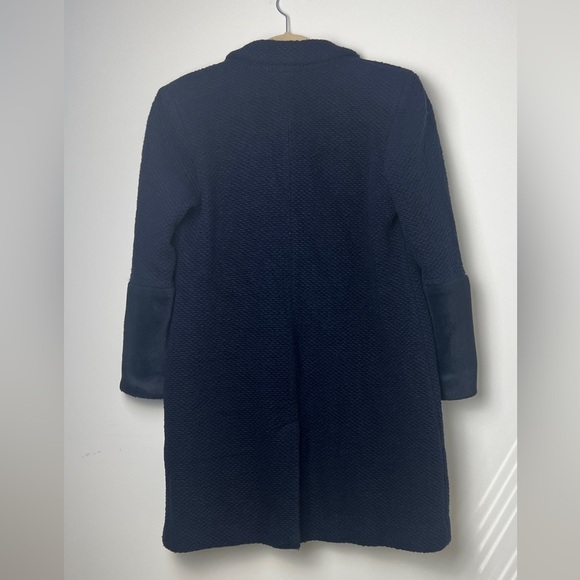 Anthropologie HUTCH Navy Elaina One Button Textured Mid Length Coat Size Large - Picture 11 of 16